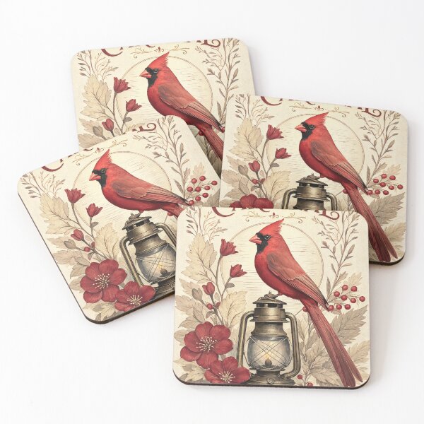 Item preview, Red Cardinal Bird Perched on Antique Lantern with Floral Winter Decor and Hope Typography designed and sold by Creative88Art.