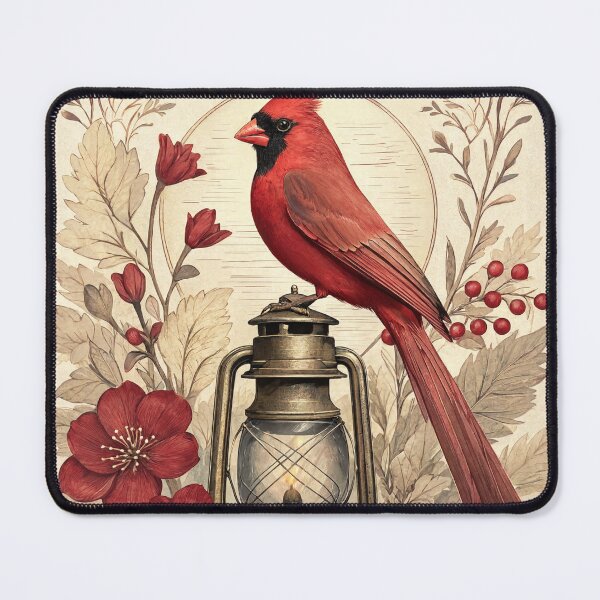 Item preview, Red Cardinal Bird Perched on Antique Lantern with Floral Winter Decor and Hope Typography designed and sold by Creative88Art.