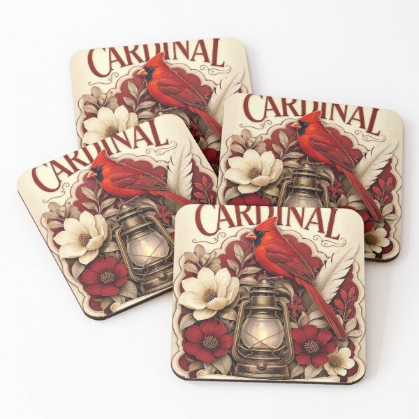 Item preview, Vintage Lantern with Northern Cardinal and Floral Hope Illustration on Parchment Background designed and sold by Creative88Art.