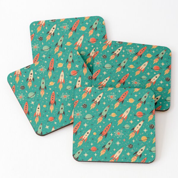 Item preview, Atomic Space Rockets Blast Through Retro Cosmic Dreamscape Forever designed and sold by Retroaugogo.
