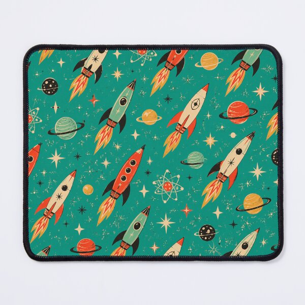 Item preview, Atomic Space Rockets Blast Through Retro Cosmic Dreamscape Forever designed and sold by Retroaugogo.