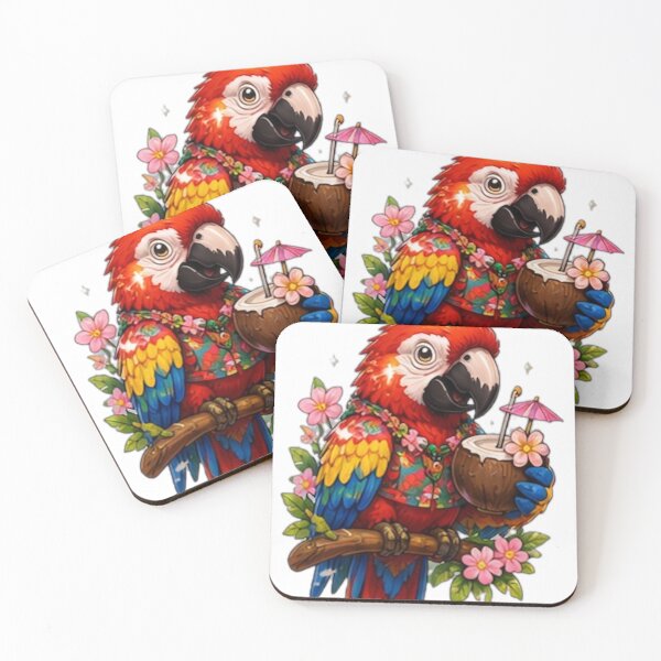 Item preview, Tropical Parrot Coconut Vibes designed and sold by DailyDoodlesBySumbul.