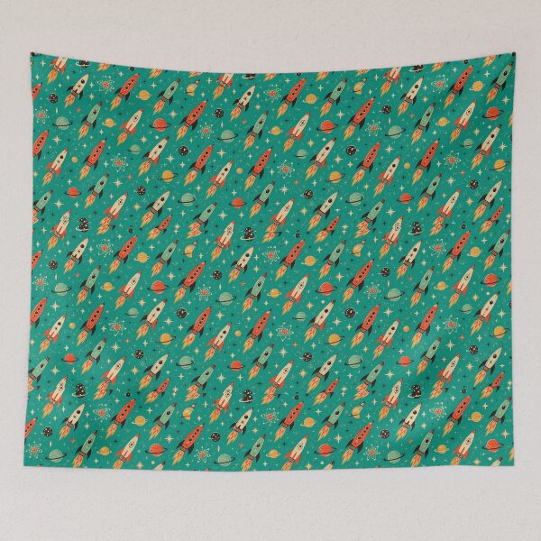 Item preview, Atomic Space Rockets Blast Through Retro Cosmic Dreamscape Forever designed and sold by Retroaugogo.