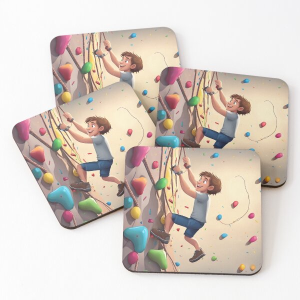 Item preview, Little Climber Boy Indoor Rock Climbing Wall Illustration designed and sold by UmSkelig834.