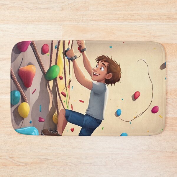 Item preview, Little Climber Boy Indoor Rock Climbing Wall Illustration designed and sold by UmSkelig834.