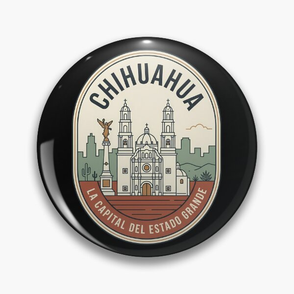Item preview, Chihuahua Mexico City Vintage Travel Emblem Cathedral designed and sold by k3rstman1.