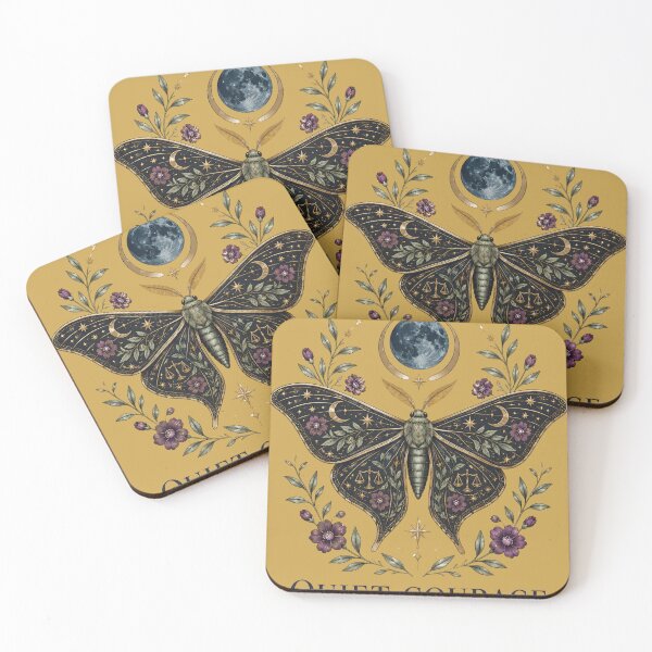 Item preview, Moonlit Botanical Moth Quiet Courage Gothic Sticker designed and sold by Tharaazu.