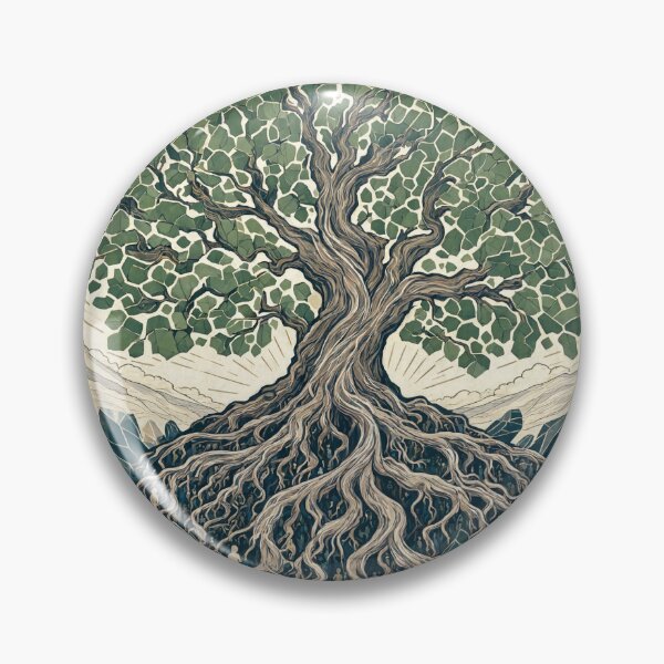 Item preview, Vintage Oak Tree Emblem with Laurel Wreath and Roots in Ornate Frame Illustration designed and sold by Creative88Art.