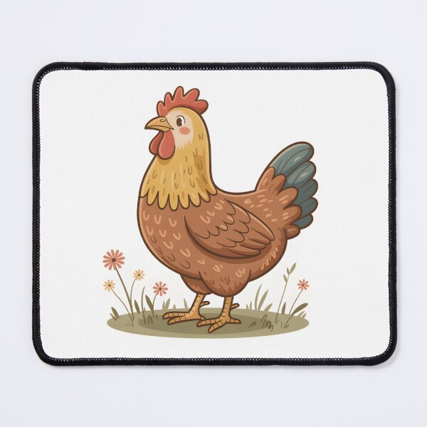 Item preview, Cute Farm Hen With Wildflowers Illustration designed and sold by DariaOltes.