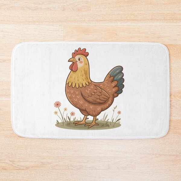 Item preview, Cute Farm Hen With Wildflowers Illustration designed and sold by DariaOltes.