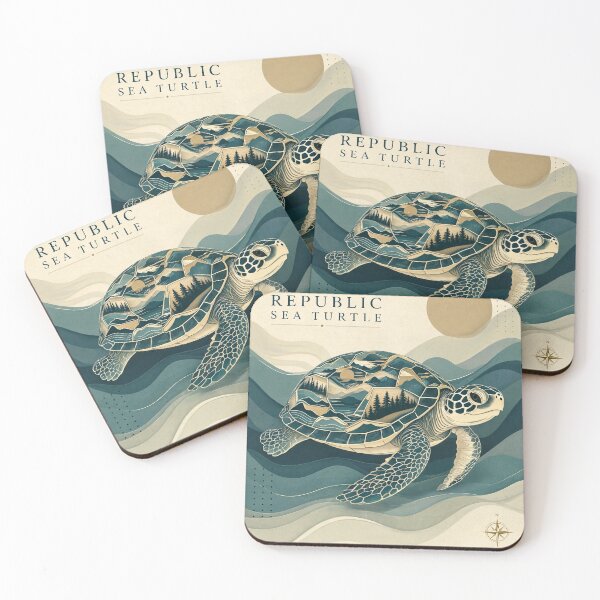 Item preview, Illustrated Sea Turtle Swimming Underwater in Ocean with Crescent Moon and Waves designed and sold by Creative88Art.