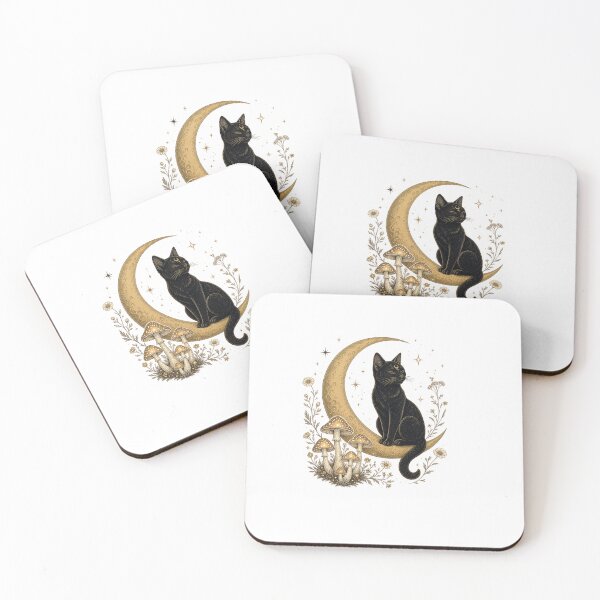 Item preview, Mystic Black Cat on Crescent Moon Witchcore designed and sold by Samael&.