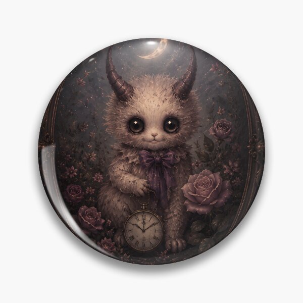Item preview, Cute Horned Monster Crescent Moon Roses Whimsical Art designed and sold by bellaever.