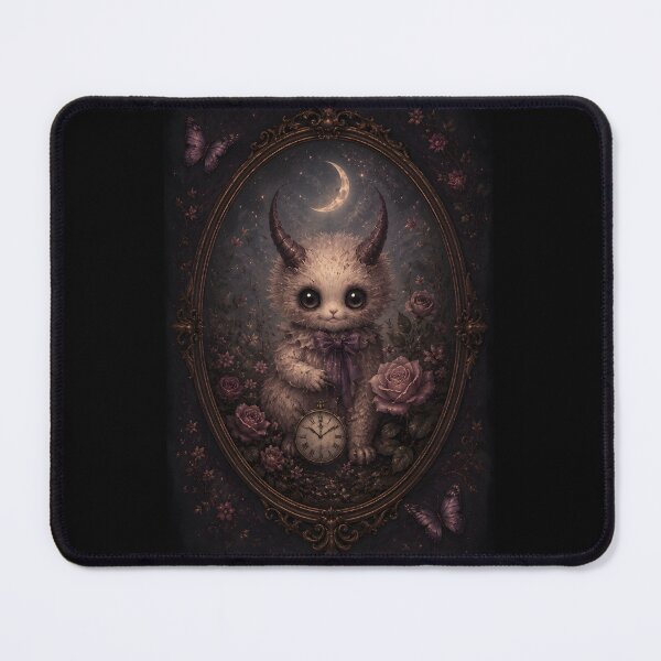 Item preview, Cute Horned Monster Crescent Moon Roses Whimsical Art designed and sold by bellaever.