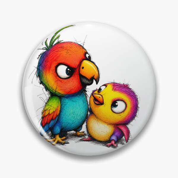 Item preview, Colorful Lovebirds Illustration | Cute Rainbow Bird Couple Art designed and sold by bambooks.tabooks.