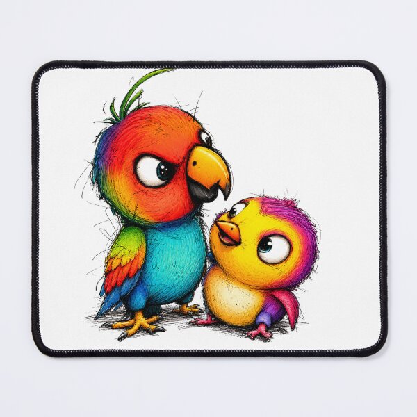 Item preview, Colorful Lovebirds Illustration | Cute Rainbow Bird Couple Art designed and sold by bambooks.tabooks.