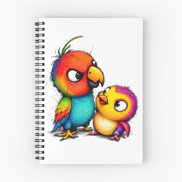 Item preview, Colorful Lovebirds Illustration | Cute Rainbow Bird Couple Art designed and sold by bambooks.tabooks.