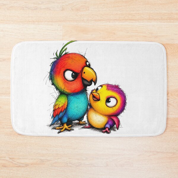 Item preview, Colorful Lovebirds Illustration | Cute Rainbow Bird Couple Art designed and sold by bambooks.tabooks.