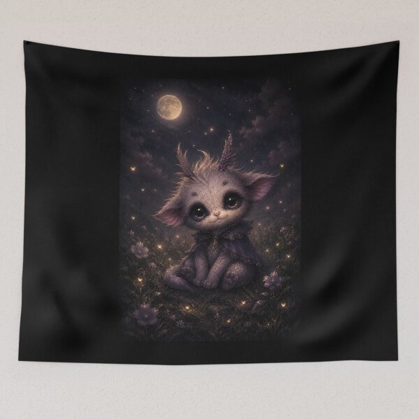 Item preview, Magical Big Eyed Creature Under Full Moon Sky designed and sold by bellaever.