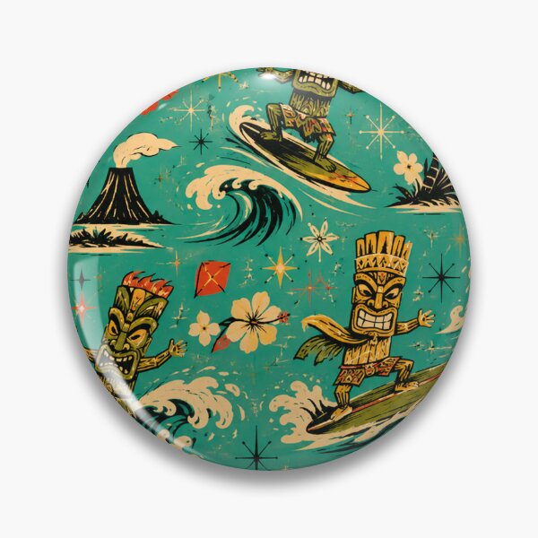 Item preview, Retro Surfing Tikis Ride Atomic Island Waves With Style designed and sold by Retroaugogo.