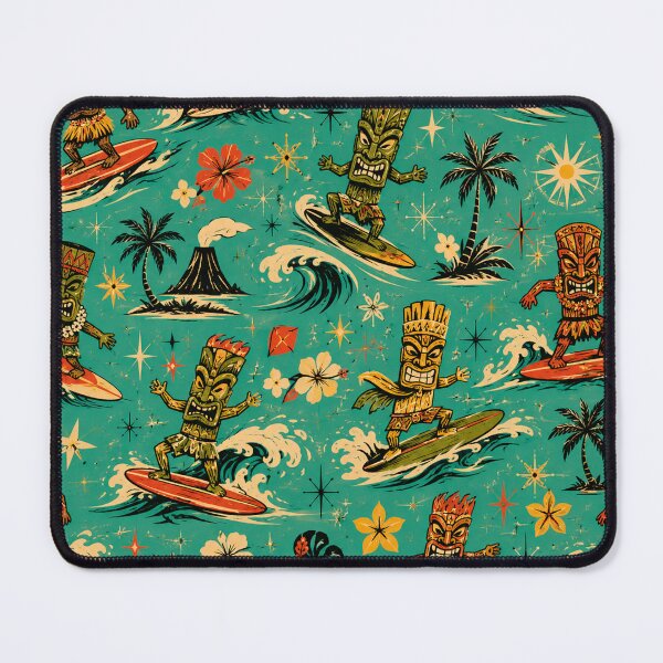Item preview, Retro Surfing Tikis Ride Atomic Island Waves With Style designed and sold by Retroaugogo.