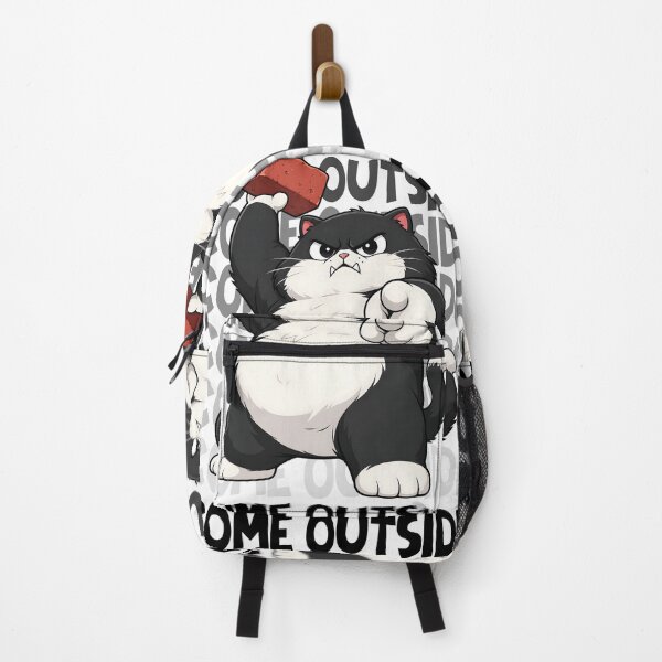 Item preview, Cute Angry Black and White Cat Cartoon Design | Funny "Come Outside" Meme Illustration designed and sold by CutPawStudio.