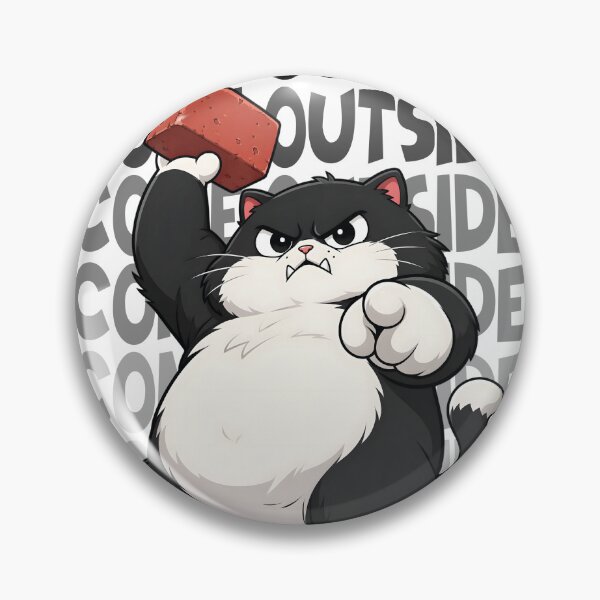 Item preview, Cute Angry Black and White Cat Cartoon Design | Funny "Come Outside" Meme Illustration designed and sold by CutPawStudio.