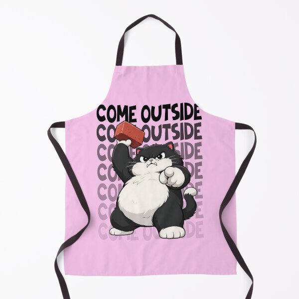 Item preview, Cute Angry Black and White Cat Cartoon Design | Funny "Come Outside" Meme Illustration designed and sold by CutPawStudio.