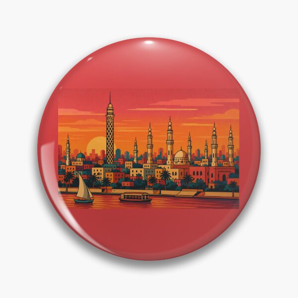 Artikelvorschau, Kairo – ein kühnes Retro-Skyline-Design entworfen und verkauft von Inkworksbyshery.