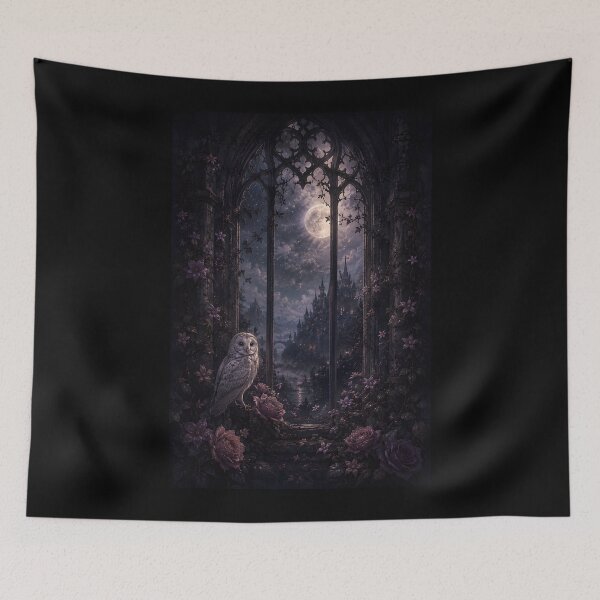 Item preview, Gothic Owl Moonlit Castle Fantasy Night Scene designed and sold by bellaever.