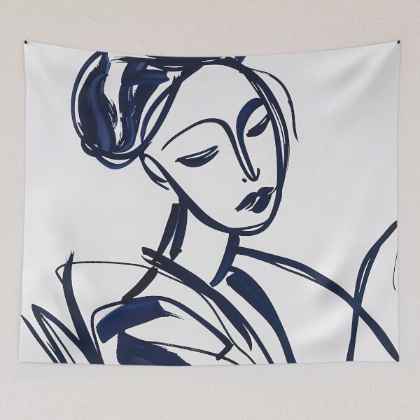 Item preview, Chinese woman - Blue Abstract Art designed and sold by shadow-bloom.