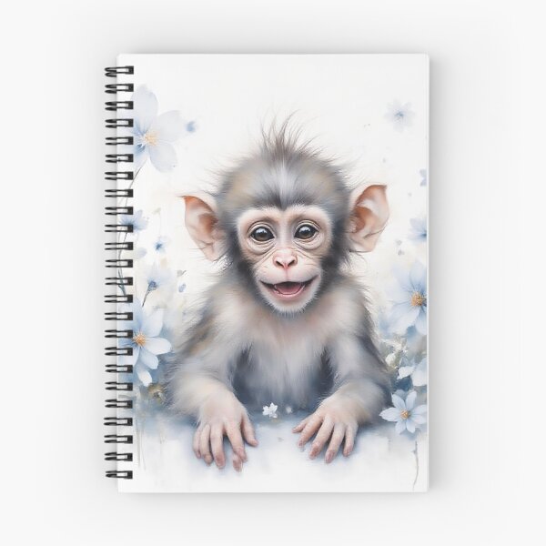 Item preview, Happy Baby Monkey Blue Florals Nursery Decor designed and sold by CodellCreations.