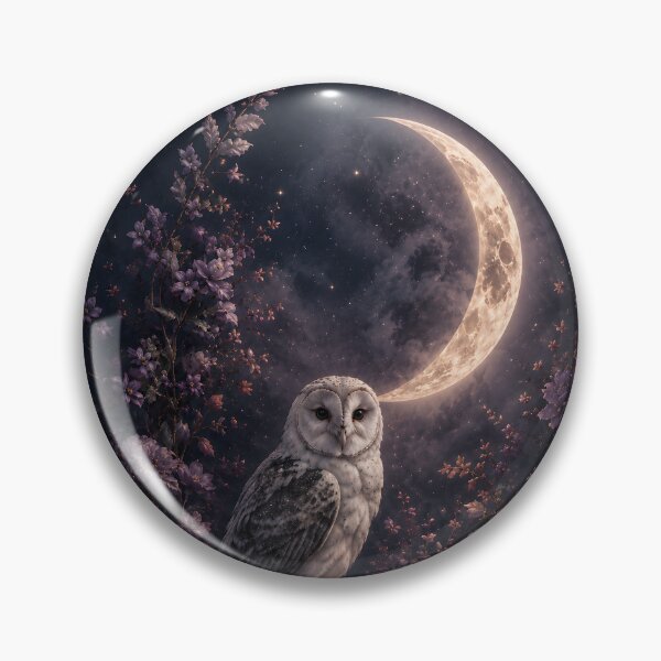 Item preview, Mystical Barn Owl Crescent Moon Floral Night designed and sold by bellaever.