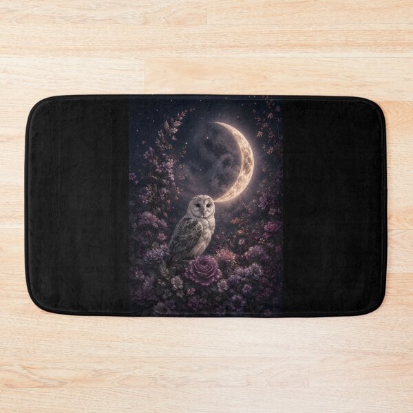 Item preview, Mystical Barn Owl Crescent Moon Floral Night designed and sold by bellaever.