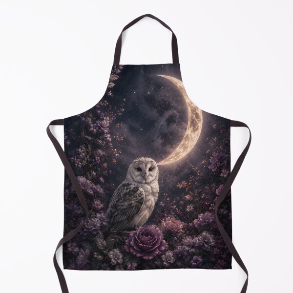 Item preview, Mystical Barn Owl Crescent Moon Floral Night designed and sold by bellaever.