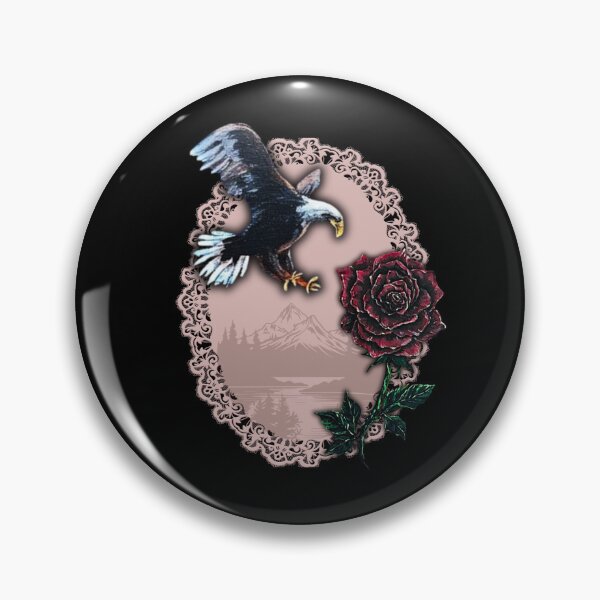 Item preview, Vintage Americana Eagle and Dark Rose Art designed and sold by ArtistsAtticWI.