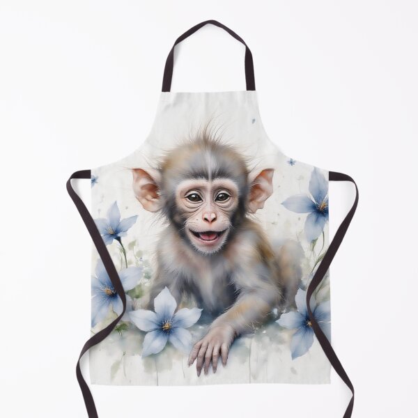 Item preview, Happy Baby Monkey Blue Florals Nursery Decor designed and sold by CodellCreations.