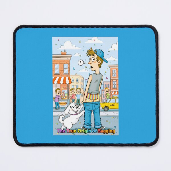 Item preview, The True Origin of Sagging – Funny Dog Cartoon Art Print designed and sold by NewGen-For-You.
