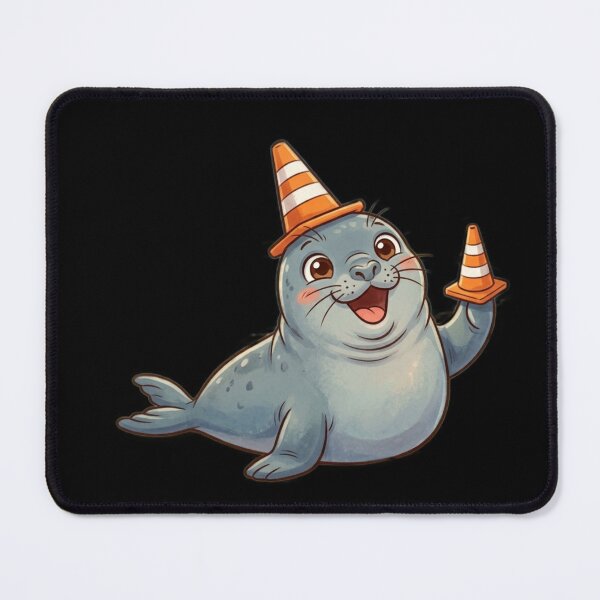Item preview, Cute Laughing Neil the Seal with Traffic Cones designed and sold by Pharaon 0.
