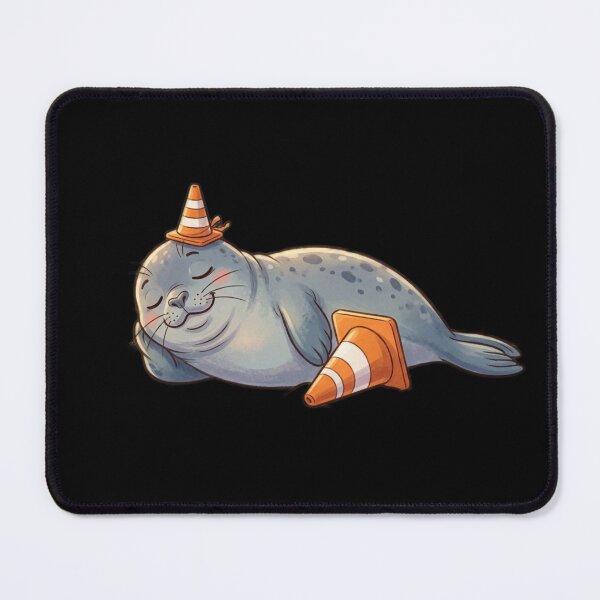 Item preview, Cute Sleeping Neil the Seal with Traffic Cones designed and sold by Pharaon 0.