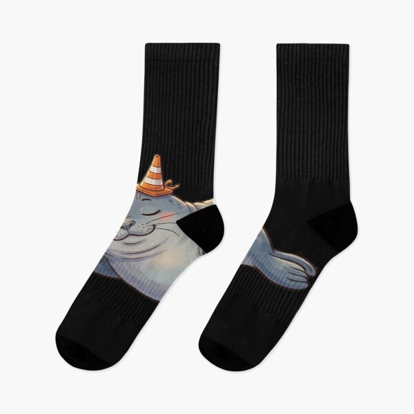 Item preview, Cute Sleeping Neil the Seal with Traffic Cones designed and sold by Pharaon 0.
