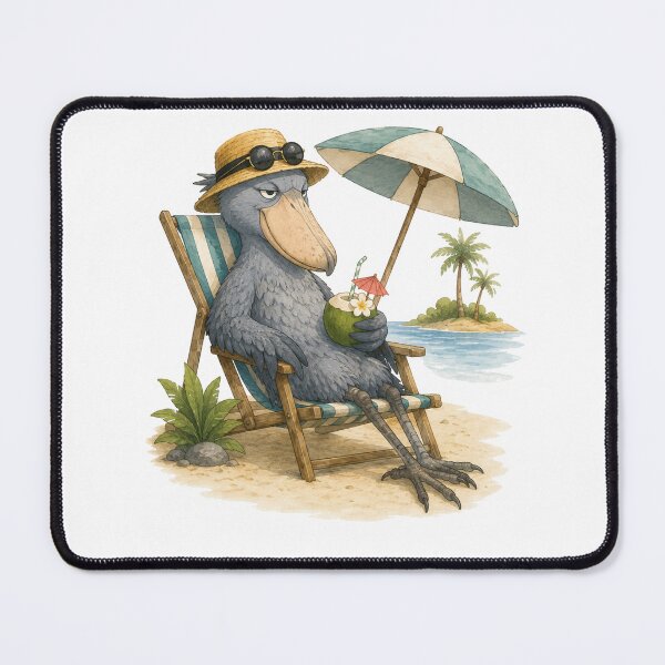 Item preview, Cute Shoebill on Summer Vacation | Tropical Beach Bird Illustration designed and sold by Little Moments Co..