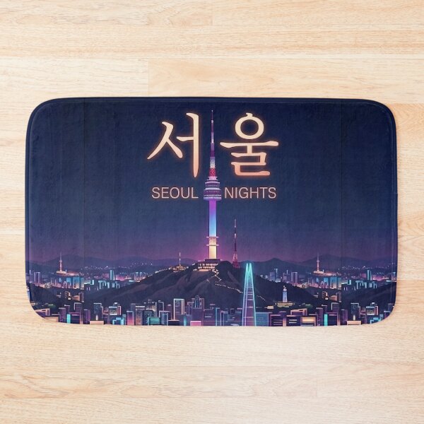 Item preview, Seoul Night Neon Glow Art Print with Tower Skyline by SOO designed and sold by SOOstudio73.