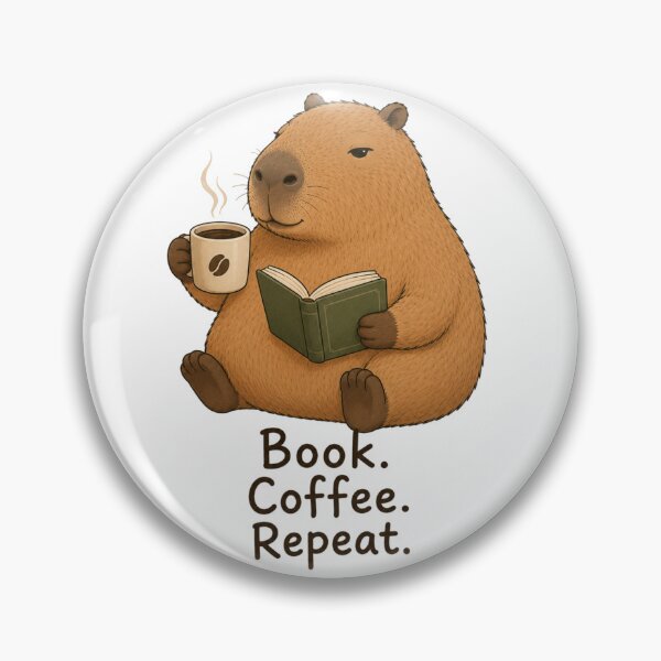 Item preview, Book Coffee Repeat Capybara – Cute Reading Animal Coffee Lover T-Shirt, Sticker & Gift designed and sold by Little Moments Co..