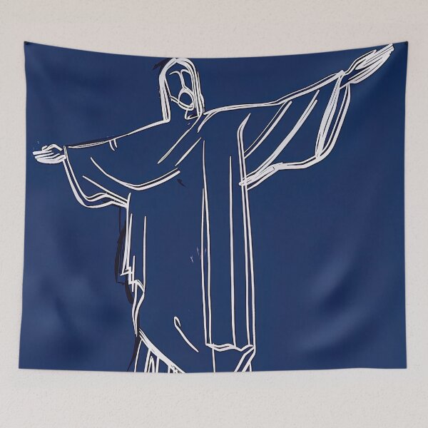 Item preview, Christ the Redeemer - Blue Abstract Art designed and sold by shadow-bloom.