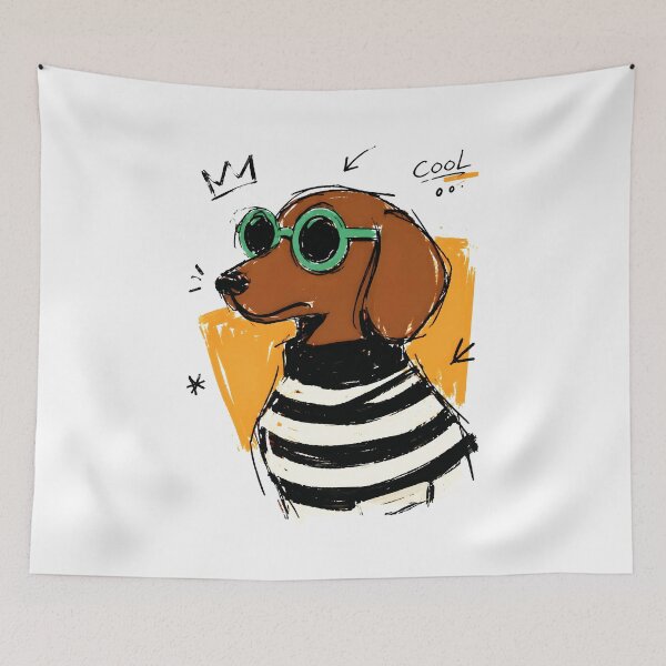 Item preview, Cool Dachshund Dog with Sunglasses – Funny Hand-Drawn Sketch Art designed and sold by RamyGallery.