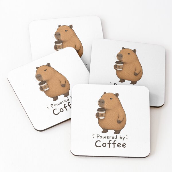 Item preview, Powered by Coffee Capybara T-Shirt | Cute Relaxed Capybara Coffee Lover designed and sold by Little Moments Co..