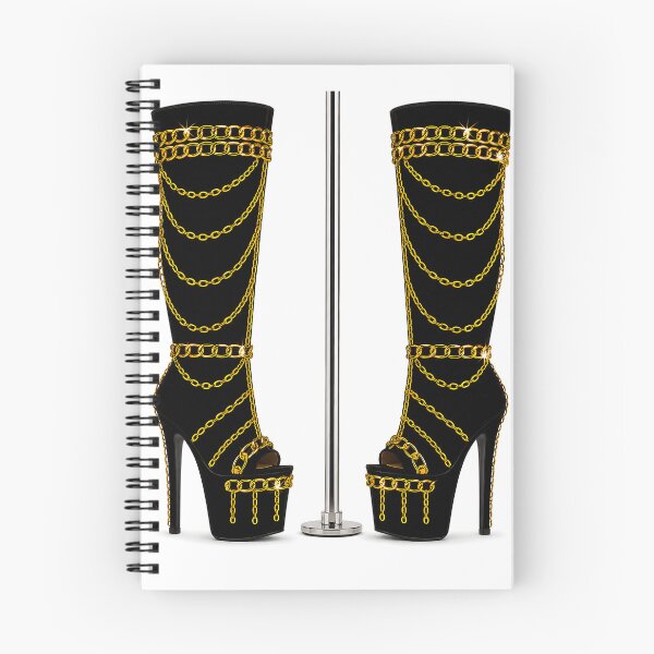 Item preview, Luxury Gold Chained Knee-High Black Boots designed and sold by Trans4med.