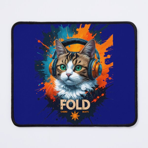 Item preview, FOLD CHORD BEATS Cat DJ - Cool Cat with Headphones Splatter Art designed and sold by Structure-Blue.