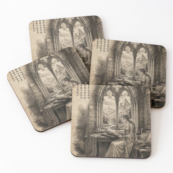 Item preview, Western Princess in the Stone Castle Sumi-e Ink Wash designed and sold by DuckOddity.
